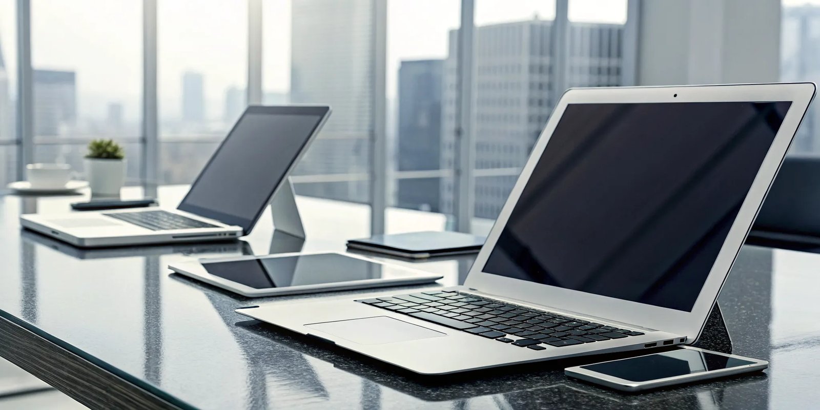 Choosing the right employee newsletter platform on a laptop and phone.